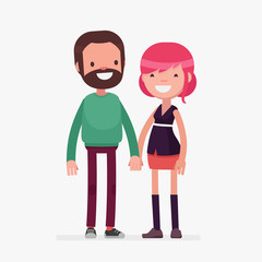 Obraz na płótnie Canvas Young cute couple vector illustration