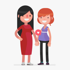 Pregnant cute couple vector illustration