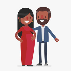Pregnant cute couple vector illustration