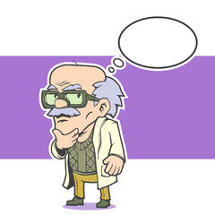Old professor with glasses. Vector illustration, eps 10.