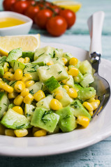 Portion salad with raw vegetables