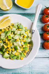 Portion salad with raw vegetables