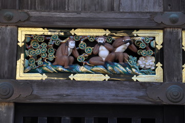 見ざる言わざる聞かざる　三猿　日光　重要文化財