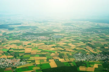  Aerial view of villages and fields in Germany. © M-Production