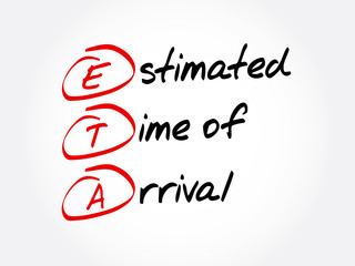 ETA - Estimated Time of Arrival acronym, business concept background