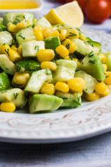 Portion salad with raw vegetables