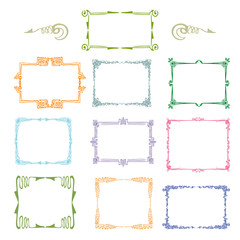 set of ornamental label isolated on white, square style