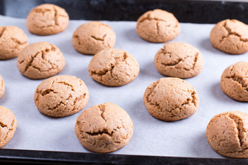 Gingerbread on a baking tray