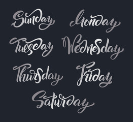 Hand lettering Days of Week. Modern calligraphy.