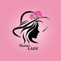 Vector hand drawn portrait of young stylish girl in hat isolated on white background. Fashion style. Good for magazine cover, journal article, print, packaging design, shop and store logo