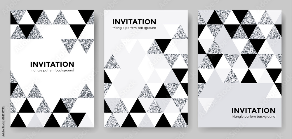 Fototapete abstract geometric silver pattern background for invitation card design template of triangle modern 