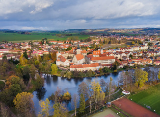 Fototapeta na wymiar Telc castle in Czech Republic - aerial view