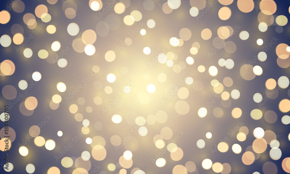 Poster light abstract bokeh shine or golden glitter effect background. vector shiny confetti lights for chr