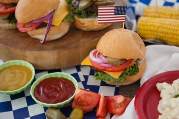 Hamburger decorated with 4th july theme
