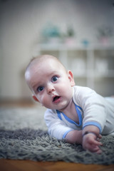 Fototapeta premium Cute baby boy portrait. Close up.