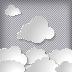 Vector illustration of clouds set on a chequered background