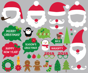 Santa hats and Christmas vector decoration