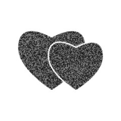 Two hearts sign. Vector. Black icon from many ovelapping circles with random opacity on white background. Noisy. Isolated.