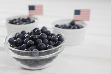 Black berries in bowls with 4th july theme