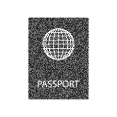 Passport sign illustration. Vector. Black icon from many ovelapping circles with random opacity on white background. Noisy. Isolated.