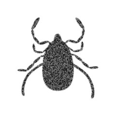 Dust mite sign illustration. Vector. Black icon from many ovelapping circles with random opacity on white background. Noisy. Isolated.