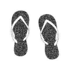 Flip flop sign. Vector. Black icon from many ovelapping circles with random opacity on white background. Noisy. Isolated.