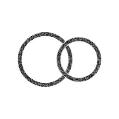 Wedding rings sign. Vector. Black icon from many ovelapping circles with random opacity on white background. Noisy. Isolated.
