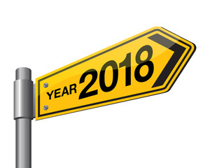 Vector illustration of road sign 2018.