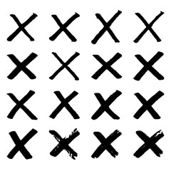 Obraz premium Grunge hand drawn crosses isolated on white background