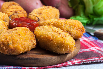 Homemade croquettes of jamon ham