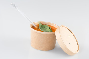 gazpacho tomato soup take away with green basil