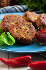 Aloo Tikki or cutlet. Indian snack made of boiled potatoes