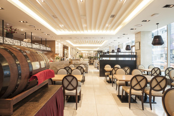 restaurant, coffee shop, hotel interior in seoul, korea