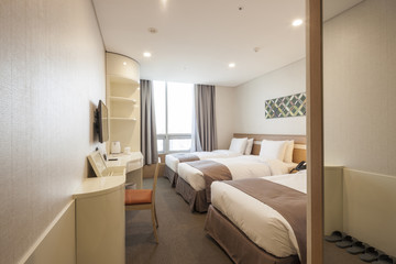 Naklejka na ściany i meble hotel room interior with tv in seoul, korea