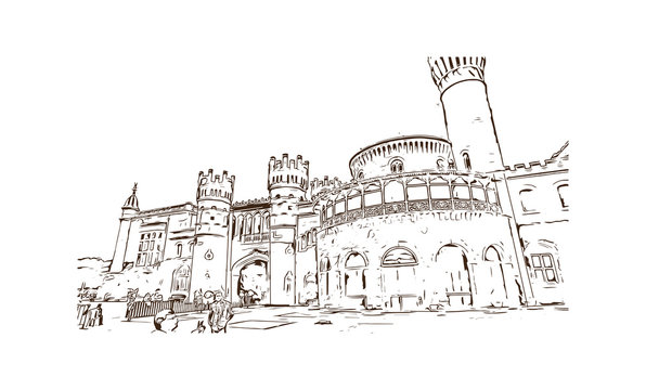 recommend clip art: Sketch illustration of Bangalore Palace, Bangalore, India in vector