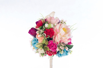  Plastic flower on white background