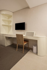 hotel room interior with tv in seoul, korea