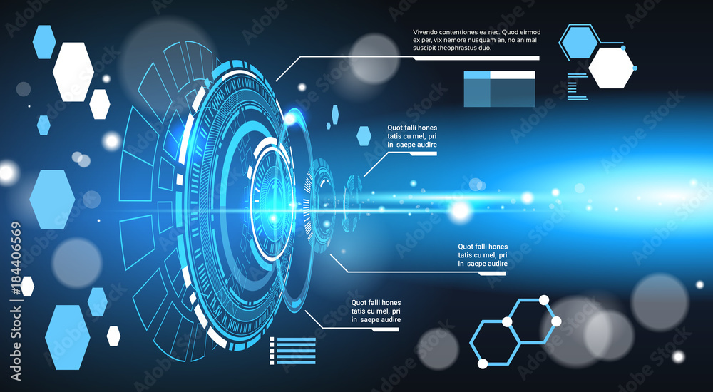 Poster set of computer futuristic infographic elements tech abstract background template banner with copy s