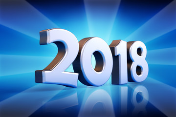 New year 2018 on blue background