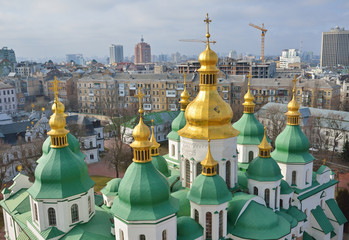 Fototapeta na wymiar Ancient cathedral in the modern city Kyiv