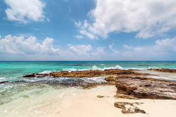 Idyllic beach of Caribbean Sea in Mexico