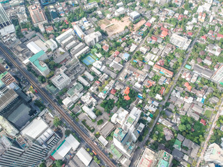Bangkok skyline business district building sunshine day