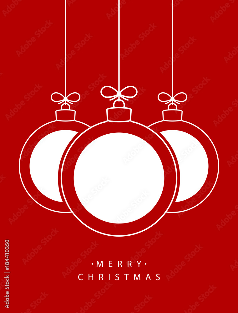 Poster merry christmas! vector hanging abstract line christmas balls with white circles on a string with a 