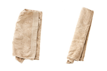 brown towel isolated on the white background.