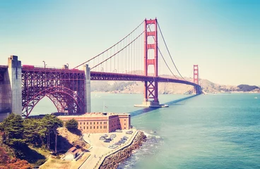 Foto auf Alu-Dibond Panoramabild der Golden Gate Bridge, Farbbild, San Francisco, USA. © MaciejBledowski