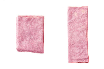 pink dirty towel isolated on the white background.