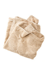 brown towel isolated on the white background.