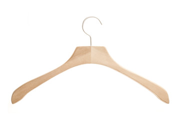 empty(blank) wood hanger isolated on the white background.