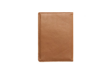 empty(blank) brown leather wallet isolated on the white background.