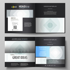 Business templates for square design bi fold brochure, flyer, booklet, report. Leaflet cover, abstract vector layout. Minimalistic background with lines. Gray geometric shapes forming simple pattern.